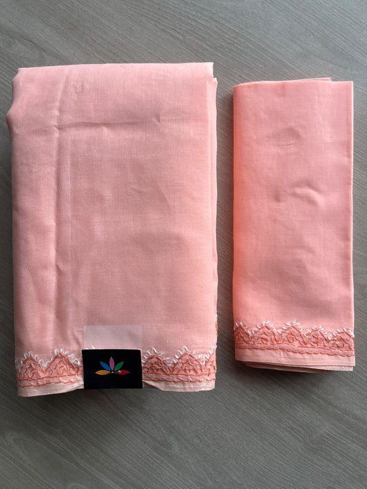 Hand Embroidered  Voile Cotton Saree - 28321