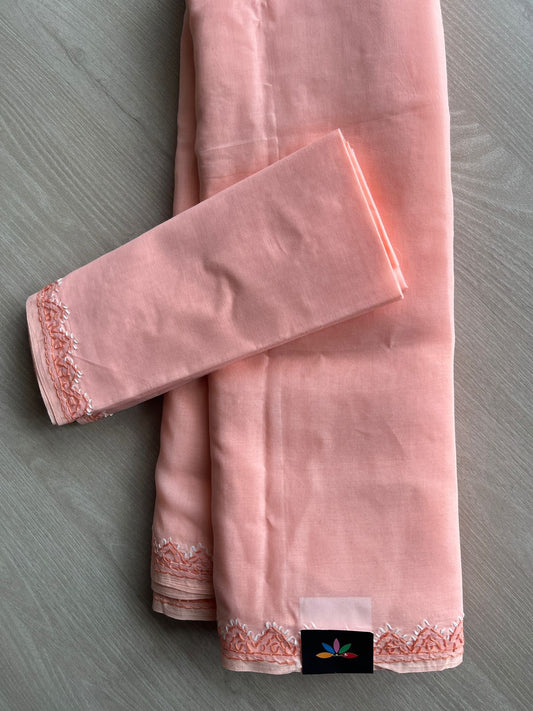 Hand Embroidered  Voile Cotton Saree - 28321