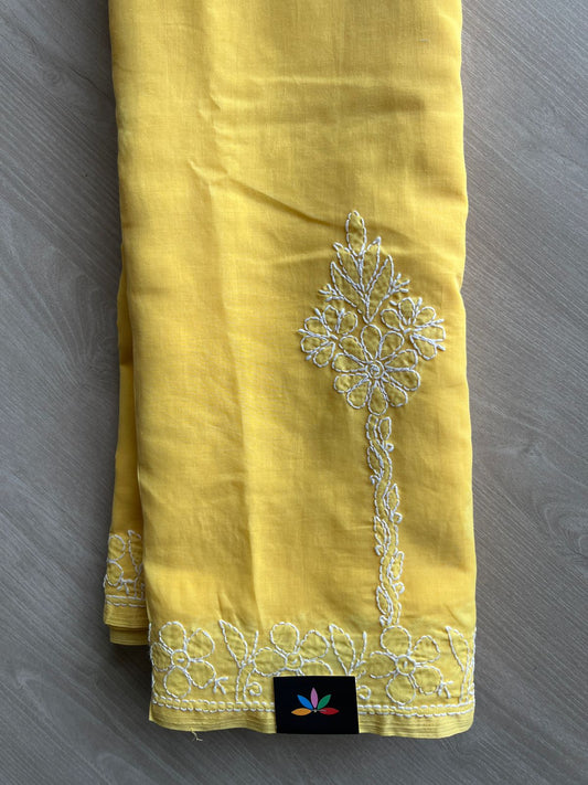 Hand Embroidered Voile Cotton Saree - 28337