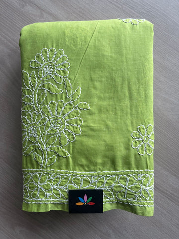 Hand Embroidered Voile Cotton Saree - 28338