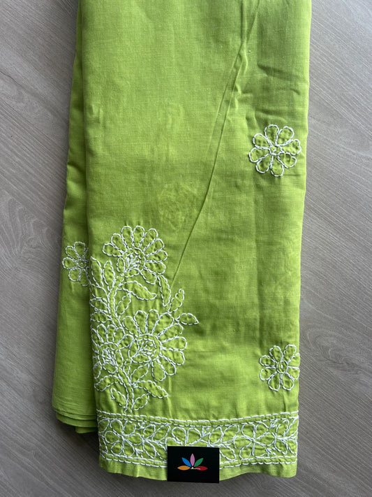 Hand Embroidered Voile Cotton Saree - 28338