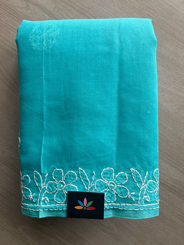 Hand Embroidered Voile Cotton Saree - 28339