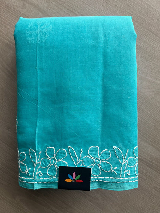 Hand Embroidered Voile Cotton Saree - 28339
