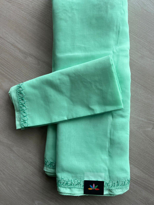 Hand Embroidered Voile Cotton Saree - 28323