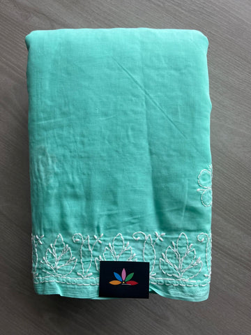Hand Embroidered Voile Cotton Saree - 28340