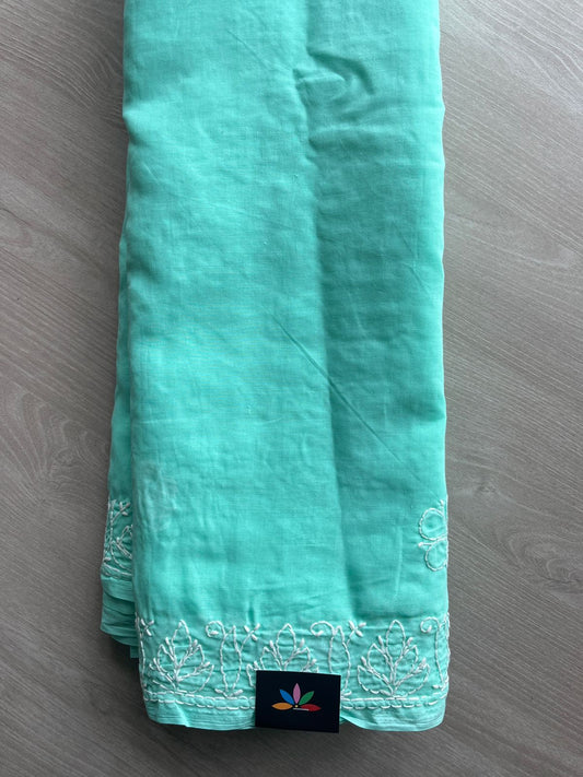 Hand Embroidered Voile Cotton Saree - 28340