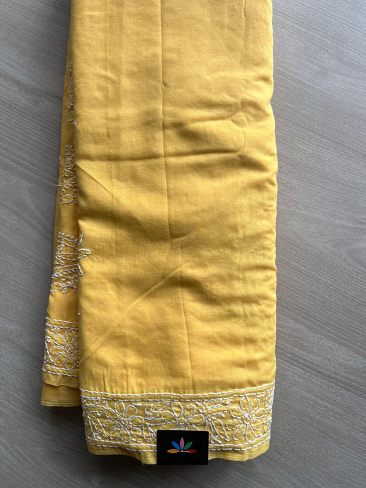 Hand Embroidered Voile Cotton Saree - 28345