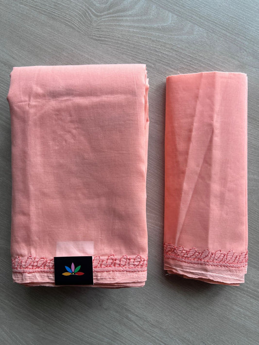 Hand Embroidered Voile Cotton Saree - 28324