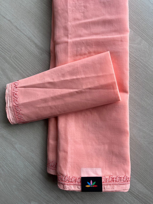 Hand Embroidered Voile Cotton Saree - 28324