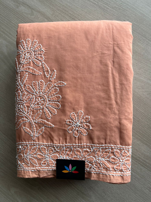 Hand Embroidered Voile Cotton Saree - 28343