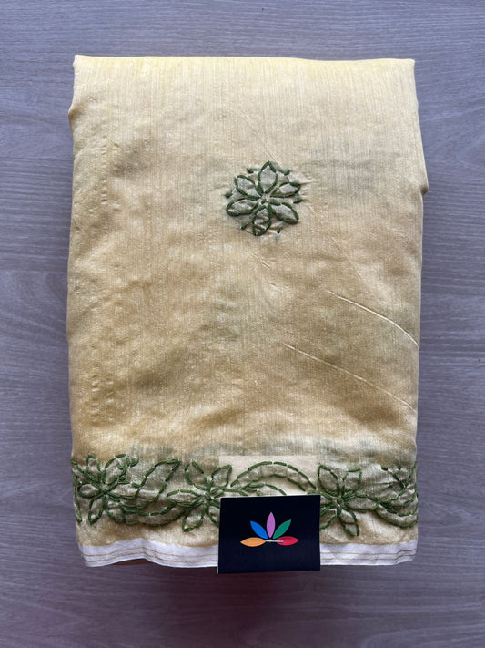 Chikankari  Chanderi  Cotton Silk Saree - 28934