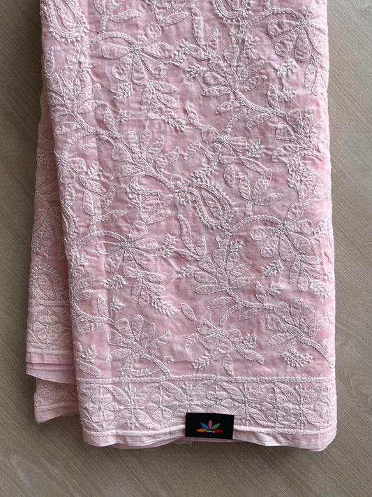 All Over Jaal Chikankari  Voile Cotton Saree - 34340