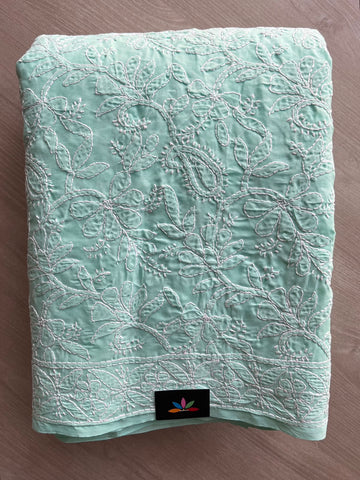 All Over Jaal Chikankari  Voile Cotton Saree - 34343
