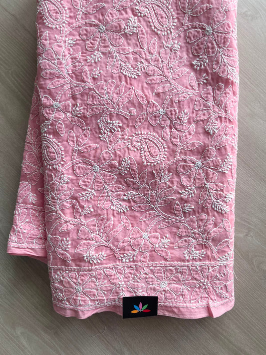 All Over Jaal Chikankari  Voile Cotton Saree - 34344