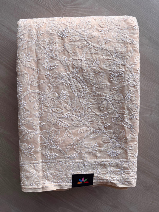 All Over Jaal Chikankari  Voile Cotton Saree - 34345