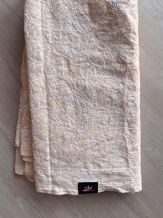 All Over Jaal Chikankari  Voile Cotton Saree - 34345