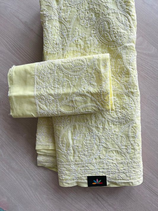 All Over Jaal Chikankari  Voile Cotton Saree - 34347
