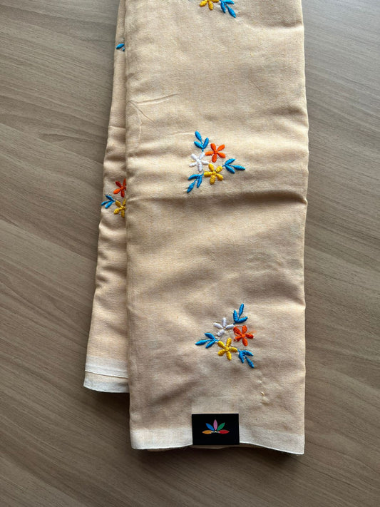 Floral embroidered cotton saree-23287