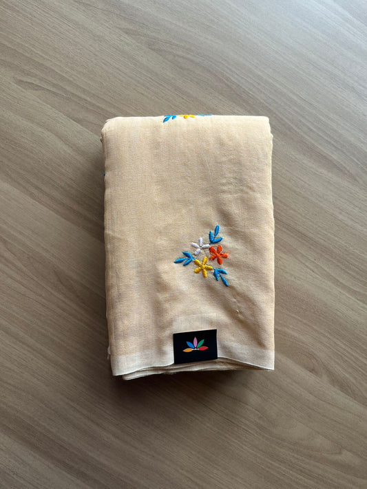 Floral embroidered cotton saree-23287