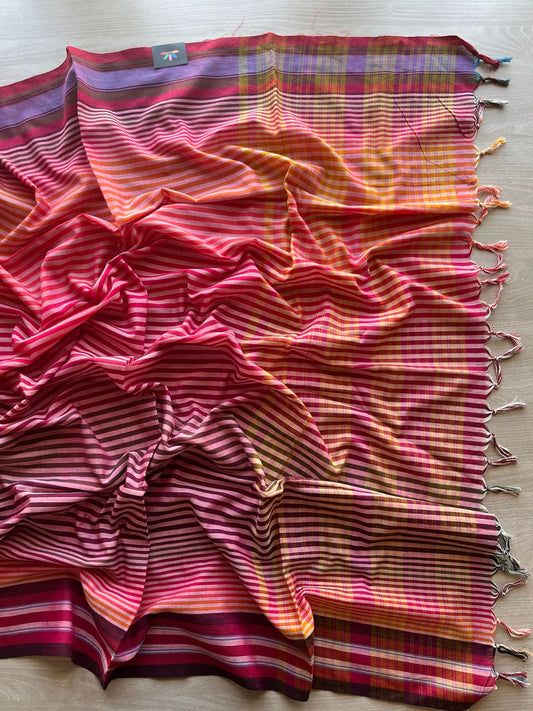 Block Printed Handloom Cotton Duppata  -28498