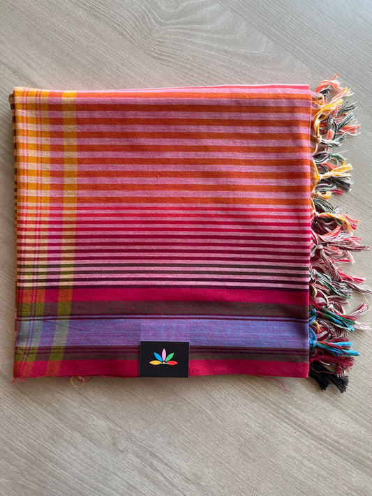 Block Printed Handloom Cotton Duppata  -28498