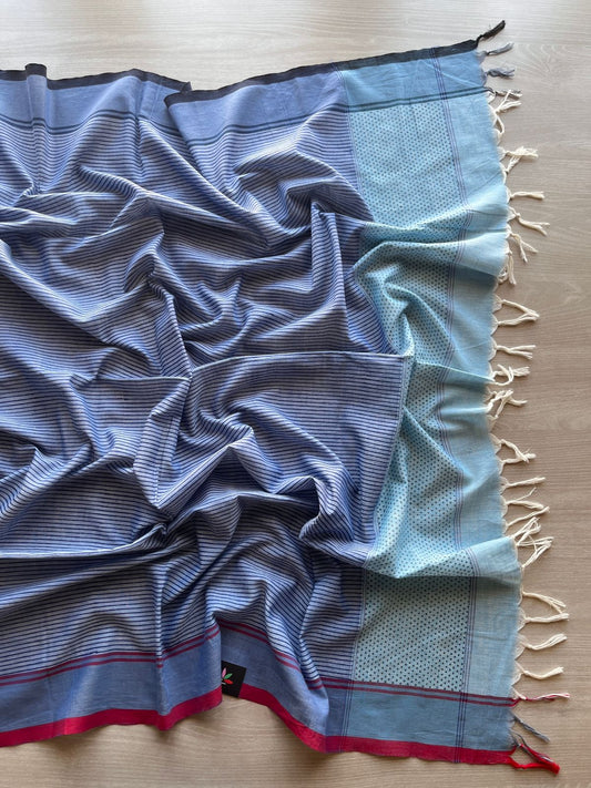 Block Printed Handloom Cotton Duppata  -28500