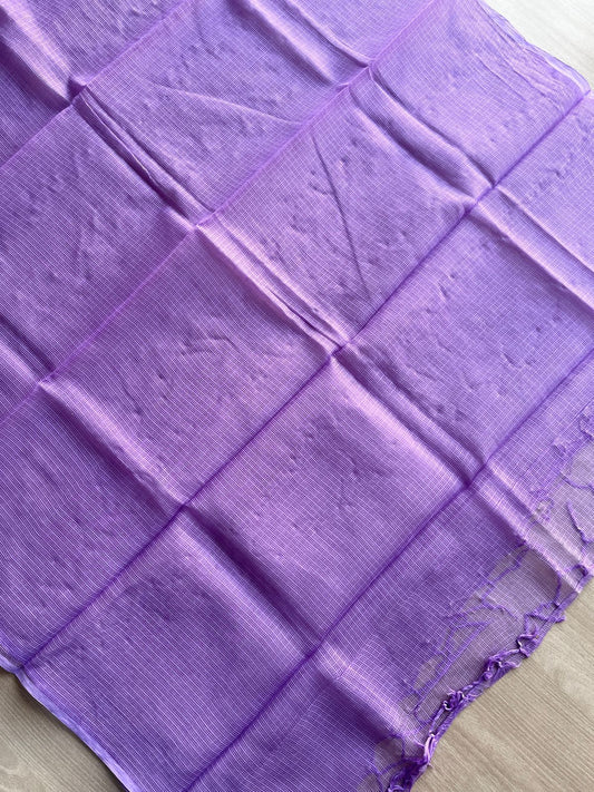 DUPPATA: Medium Purple Plain Kota Duppata without Zari - 33097