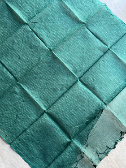 DUPPATA: Emerald Green Plain Kota Duppata without Zari - 33107