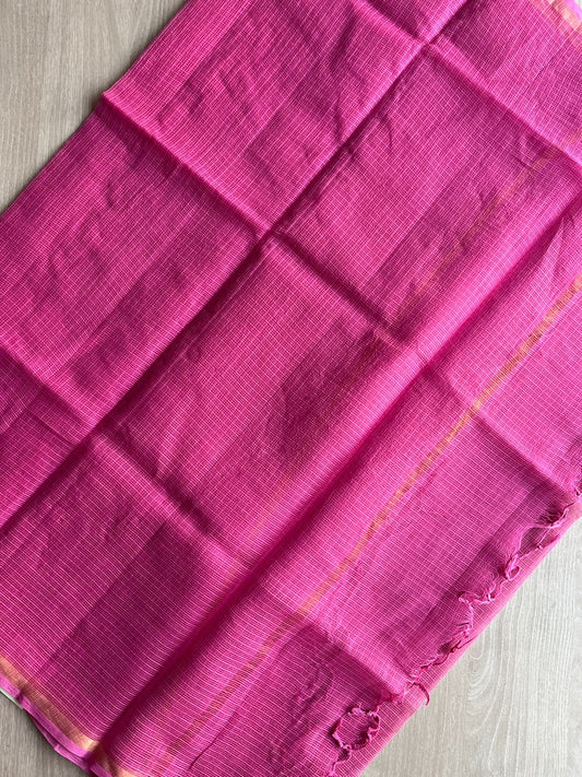 DUPPATA: Franch Pink Plain Kota Duppata with Zari - 33109