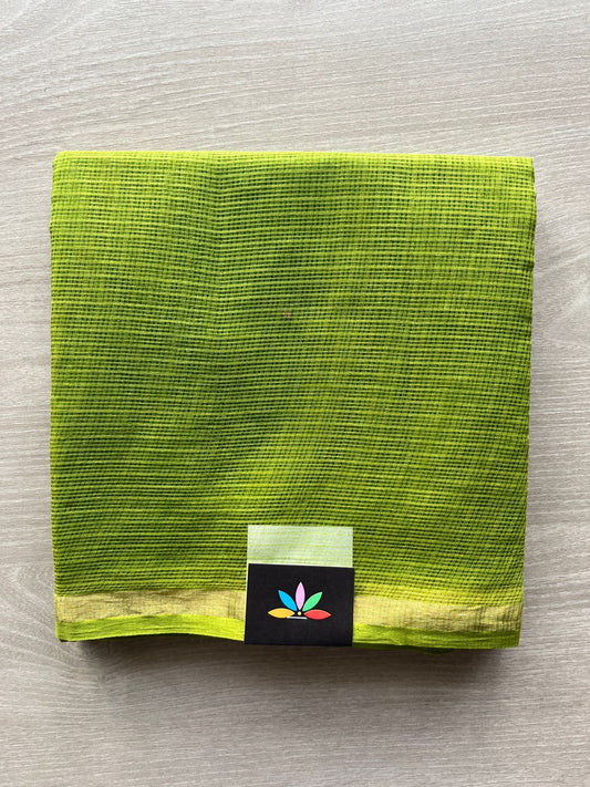 DUPPATA: Limerick Green Plain Kota Duppata with Zari - 33112