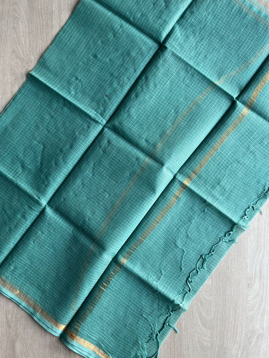 DUPPATA: Light Sea Green Plain Kota Duppata with Zari - 33113