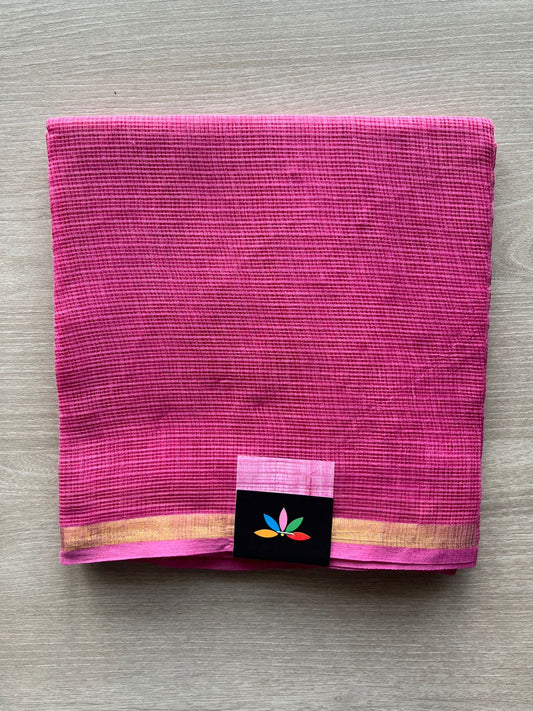 DUPPATA: Deep Pink Plain Kota Duppata with Zari - 33114