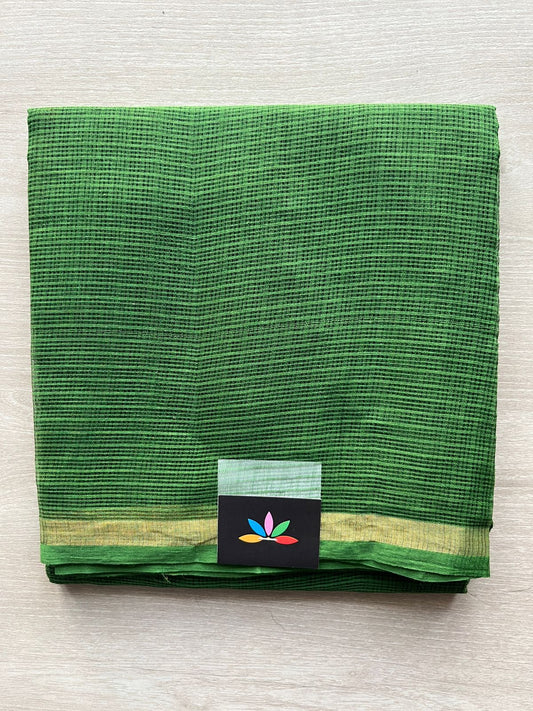 DUPPATA: Leaf Green Plain Kota Duppata with Zari - 33117