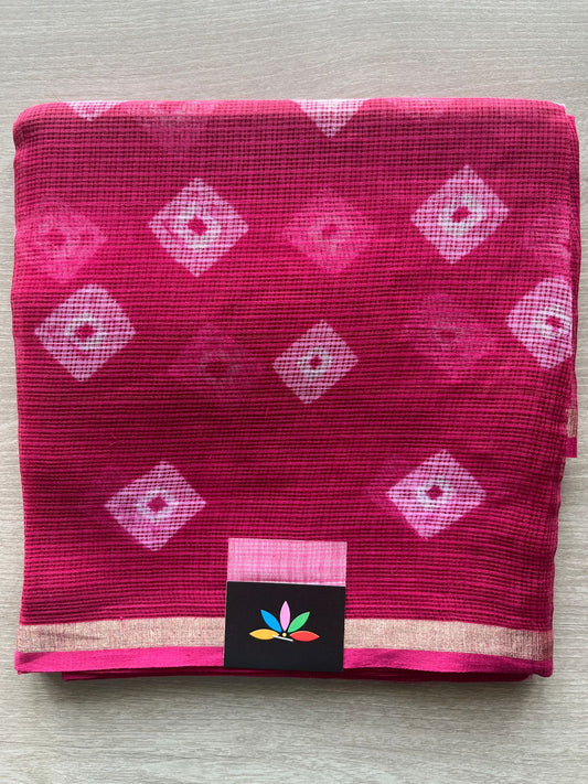 DUPPATA: Dark Fuchsia Printed Kota Cotton Duppata - 33133