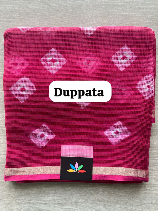 DUPPATA: Dark Fuchsia Printed Kota Cotton Duppata - 33133