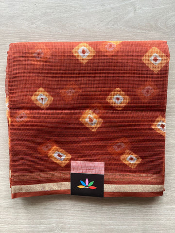 Burnt Umber Printed Kota Cotton Duppata - 33134