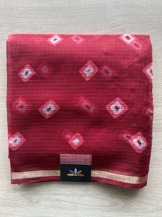 DUPPATA: Claret Shade Printed Kota Cotton Duppata - 33135