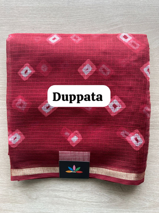 DUPPATA: Claret Shade Printed Kota Cotton Duppata - 33135