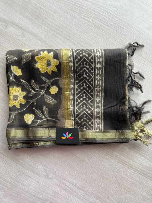 Handblock Printed Chanderi Duppata  -12732
