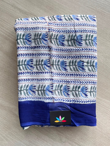 Handblock Printed Georgette Saree - 35228-35229