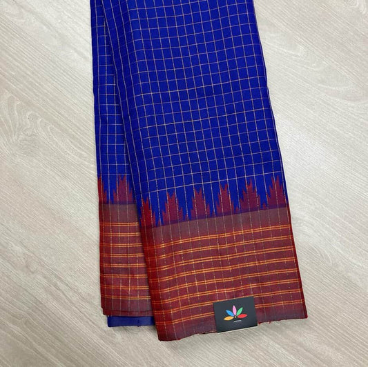 Blue - Gadwal Pure Silk Saree -3838