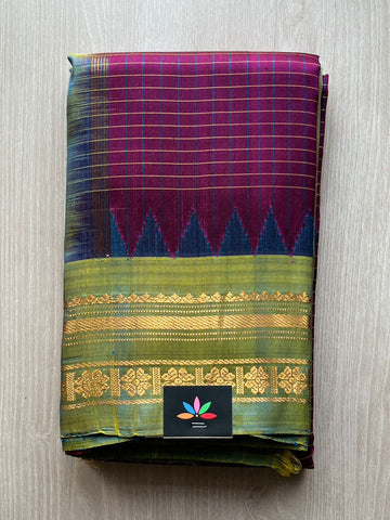 Handwoven Gadwal Pure Silk Saree(Voilet) -3848