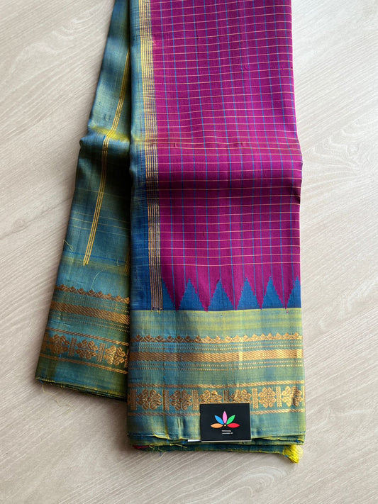 Handwoven Gadwal Pure Silk Saree(Voilet) -3848