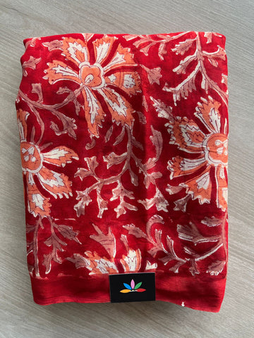 Handblock Printed Georgette Saree - 32101_32102