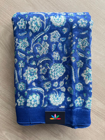 Handblock Printed Georgette Saree - 33312-33313