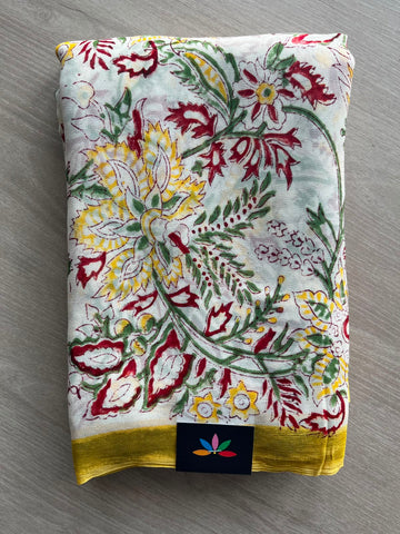 Handblock Printed Georgette Saree - 33318-33319