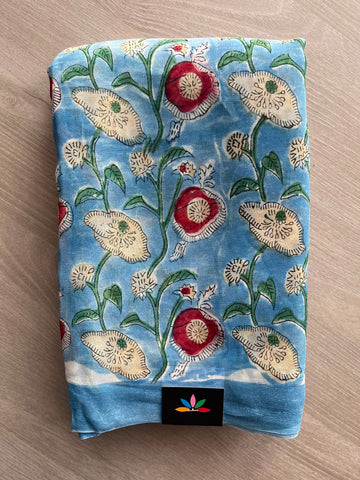 Handblock Printed Georgette Saree - 33320-33321