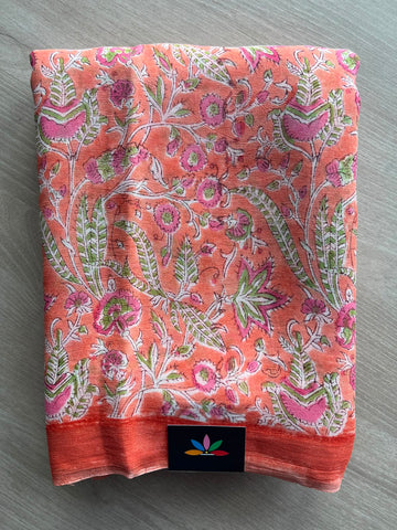 Handblock Printed Georgette Saree - 33322