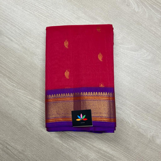 Gadwal Pure Silk Cotton Saree With Contrast Pallu And Blouse-3835