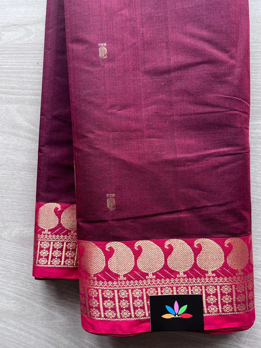 Paisley Border Handloom Kanchi Cotton Saree-12119